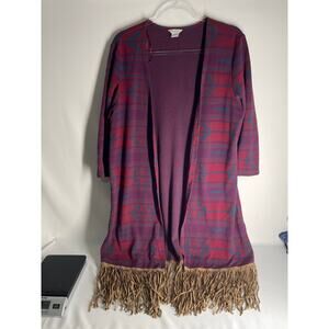 Ariat Women’s Oslo Cardigan Fringe Western Printed Open Front Long Line Large